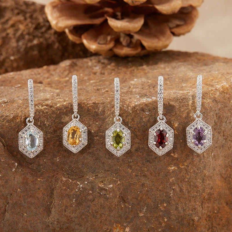 Wholesale Women's Natural Yellow Crystal Amethyst Necklace Set With S925 Sterling Silver Geometric Style - Image 3