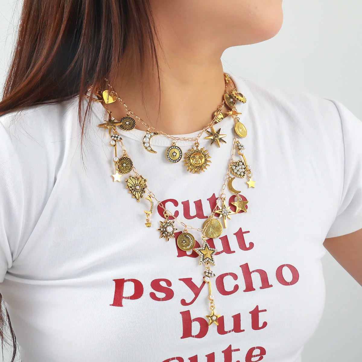 Wholesale Women's Necklace Zinc Alloy Geometric Star Heart Shape Electroplating Fashion Minimalist Style