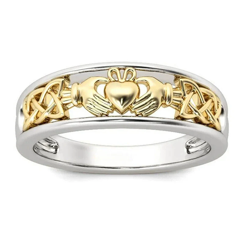 Wholesale Women's Niche Geometric Heart Crown Copper Ring With Electroplating Jewelry
