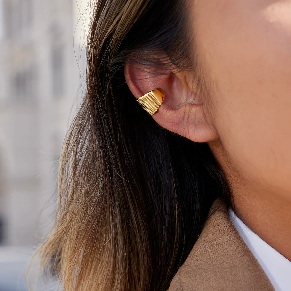 Wholesale Women's Nonpierced Stainless Steel Electroplated Geometric Cshaped Ear Cuffs And Plain Hoops Jewelry - Image 3