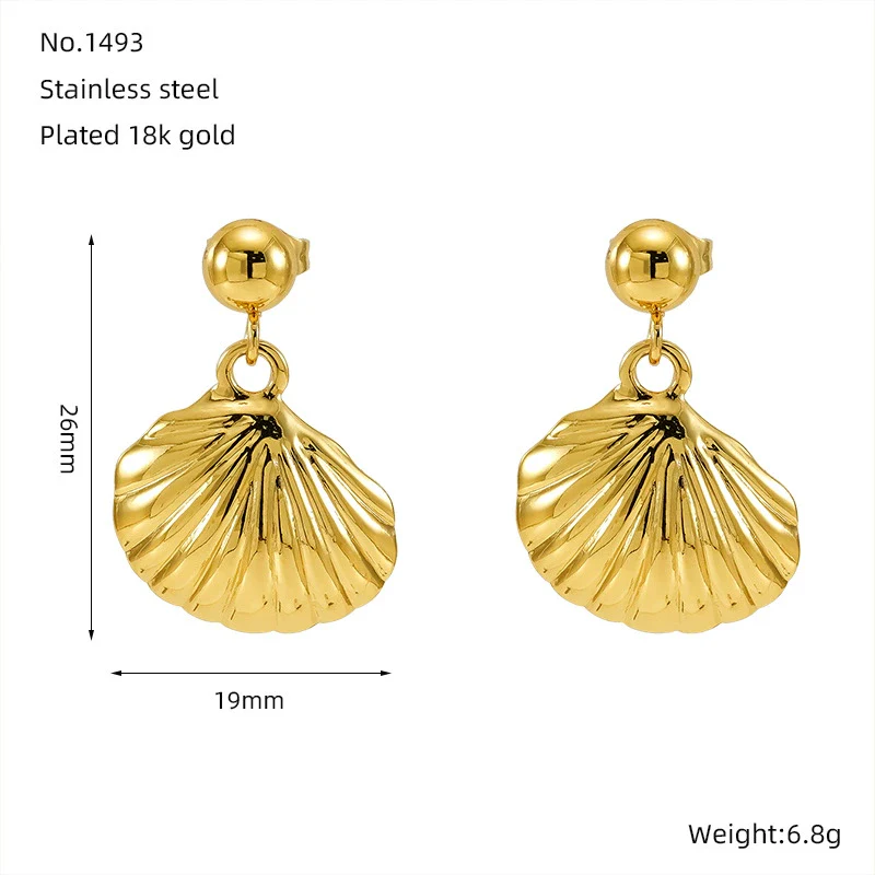 Wholesale Women's Ocean Series 316L Stainless Steel 18K Electroplated Geometric Starfish Earrings - Image 7