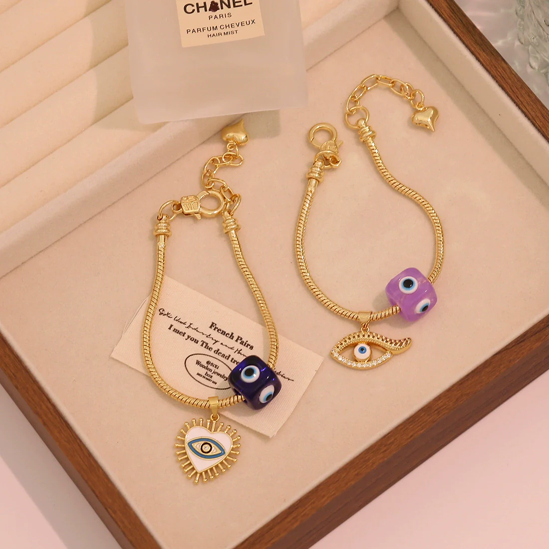 Wholesale Women's Original Design Eye And Bee Pendant Bracelet Made Of Environmentally Friendly Copper With Real Gold Plating - Image 3
