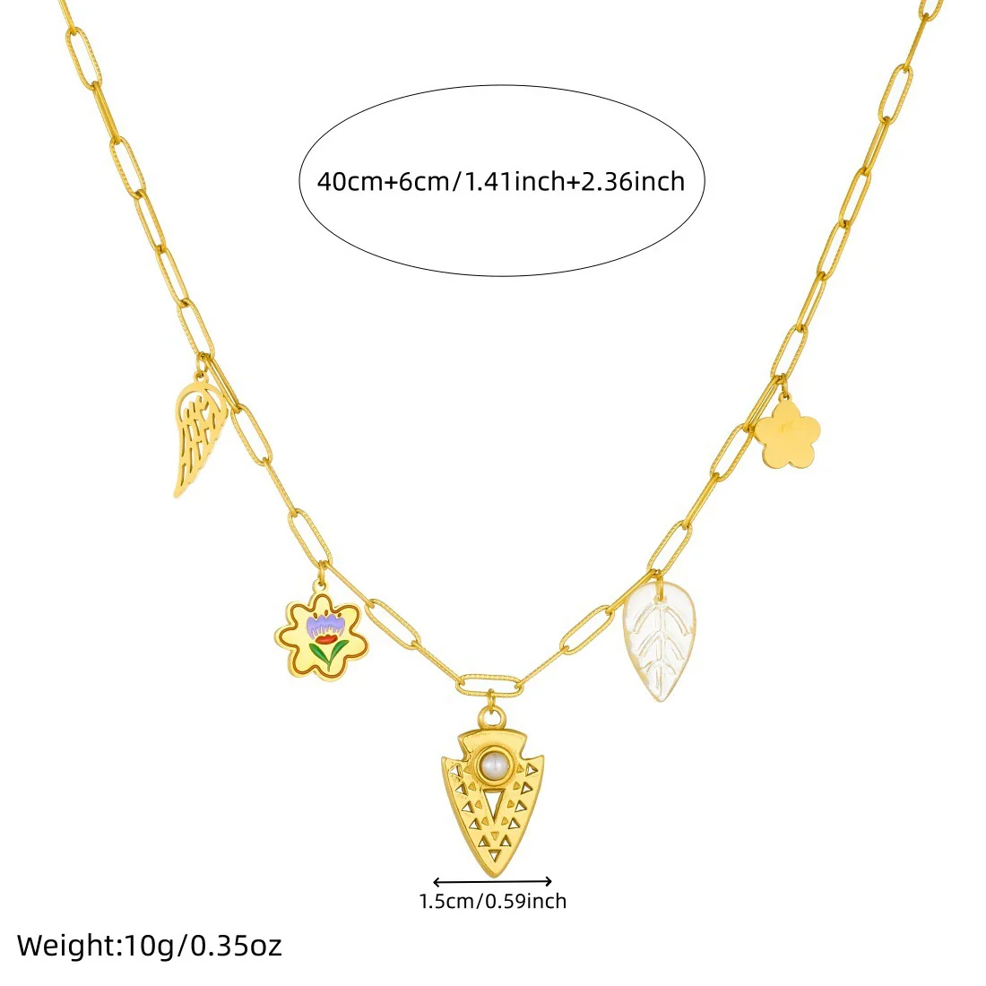 Wholesale Women's Pastoral Style Stainless Steel Electroplated Flower Pendant Necklace With Flat Cross Chain - Image 4