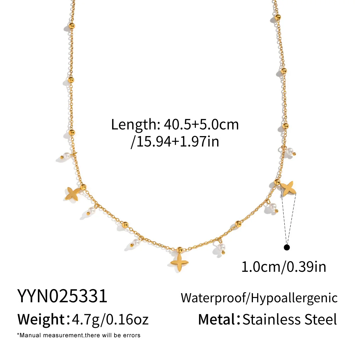 Wholesale Women's Pearl Cross Pendant Necklace In Geometric Shape With 18K Real Gold Plating And Pvd Furnace Vacuum Real Gold Processing Stainless Steel Jewelry - Image 6