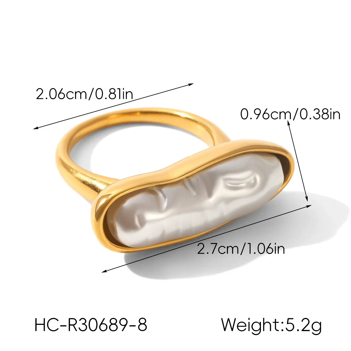 Wholesale Women's Pearl Inlaid Geometric Drop Shape Stainless Steel Open Ring Light Luxury Minimalist Ins Style Jewelry - Image 10