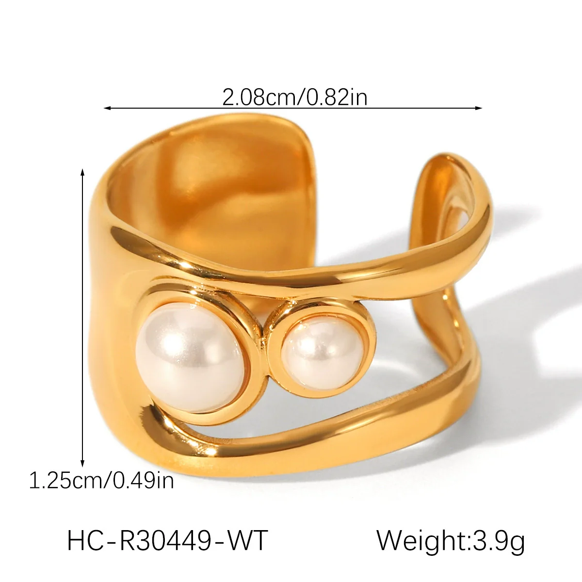 Wholesale Women's Pearl Inlaid Geometric Drop Shape Stainless Steel Open Ring Light Luxury Minimalist Ins Style Jewelry - Image 14