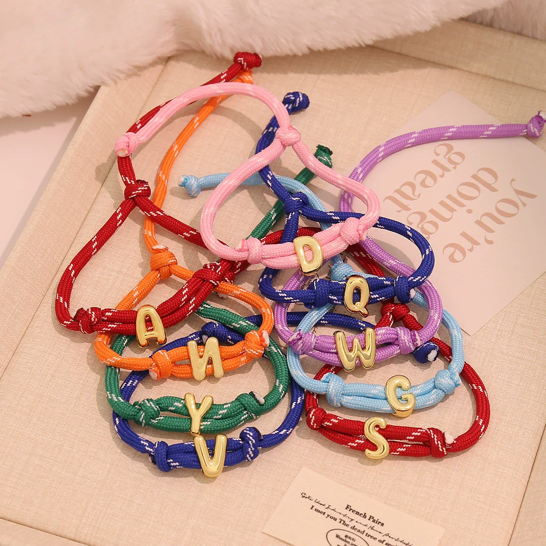 Wholesale Women's Personality Letter Number Text Real Gold Plated Environmentally Friendly Goldplated Copper Braided Bracelet Hand Jewelry - Image 2