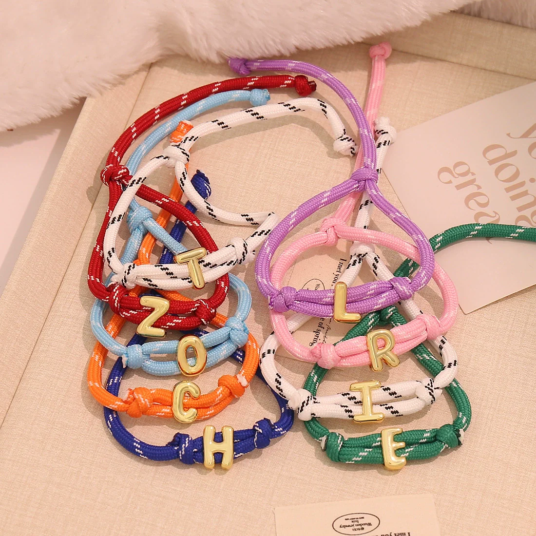 Wholesale Women's Personality Letter Number Text Real Gold Plated Environmentally Friendly Goldplated Copper Braided Bracelet Hand Jewelry - Image 3