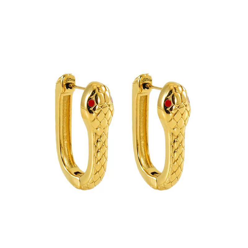 Wholesale Women's Personalized Geometric Snake Earrings Titanium Steel Gold Plated - Image 5