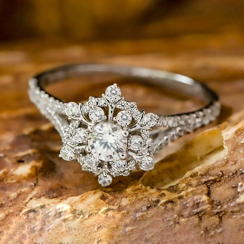 Wholesale Women's Princess Style Geometric Copper Zirconia Inlay Ring - Image 3