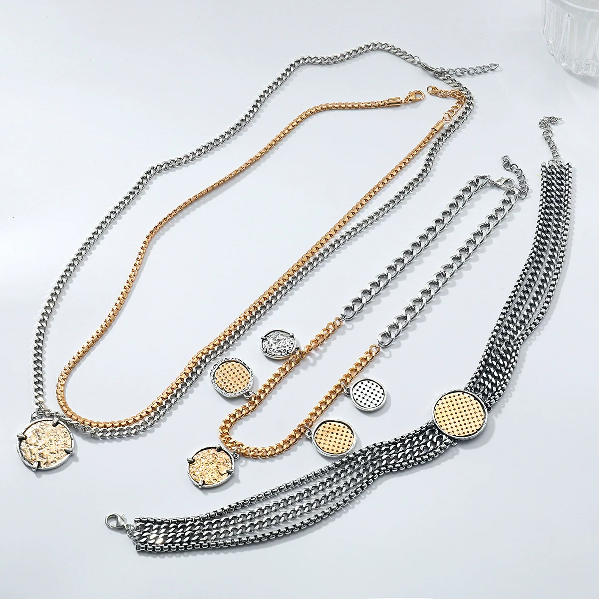 Wholesale Women's Punk Hiphop Style Zinc Alloy Ball Chain Necklace With Geometric Pattern And Electroplating Design - Image 3