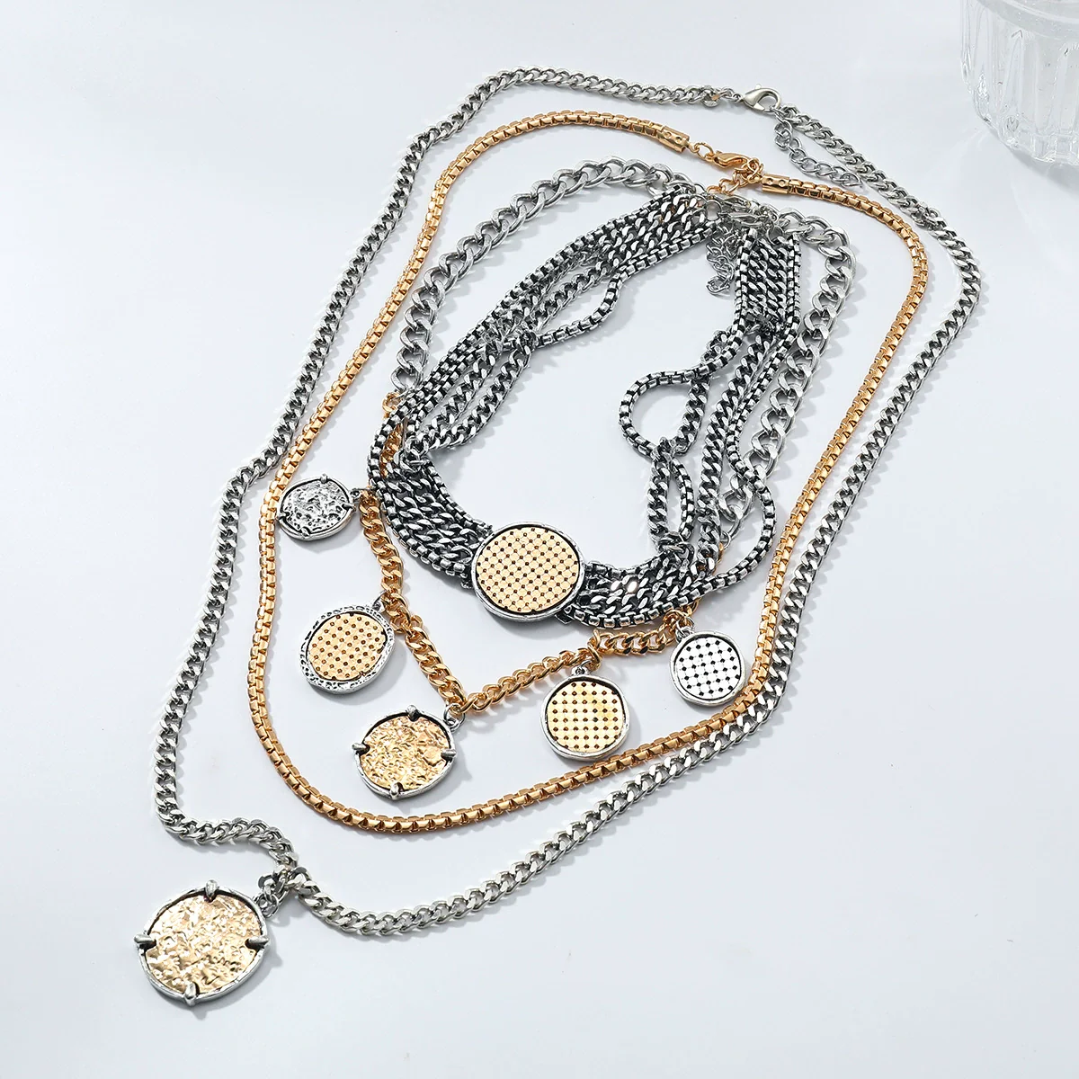 Wholesale Women's Punk Hiphop Style Zinc Alloy Ball Chain Necklace With Geometric Pattern And Electroplating Design - Image 4