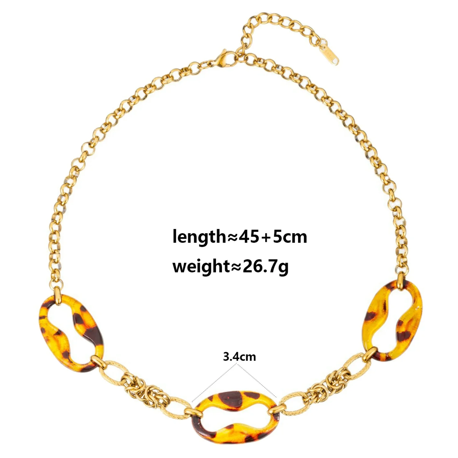 Wholesale Women's Punk Leopard Print And Geometric Stainless Steel Electroplated Figureeight Necklace - Image 6