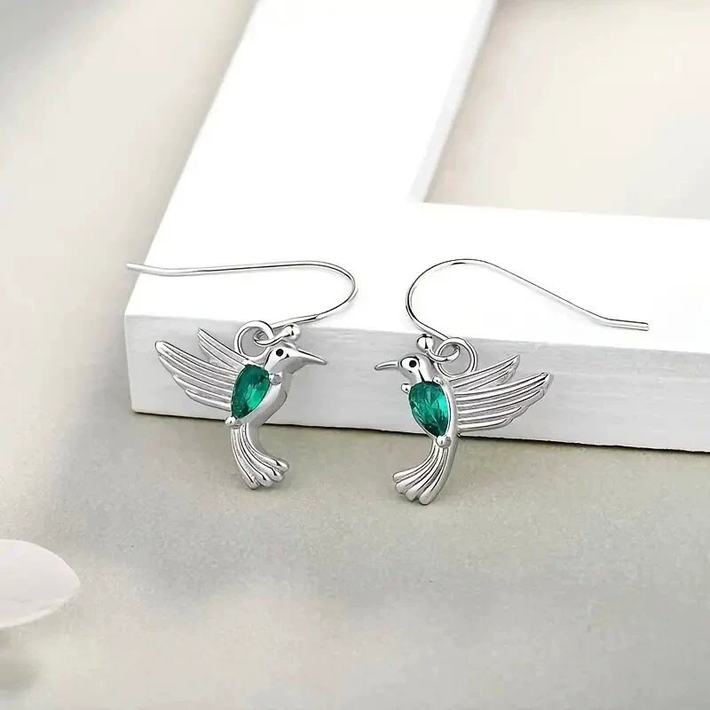 Wholesale Women's Retro Cartoon Animal Hummingbird Copper Earrings
