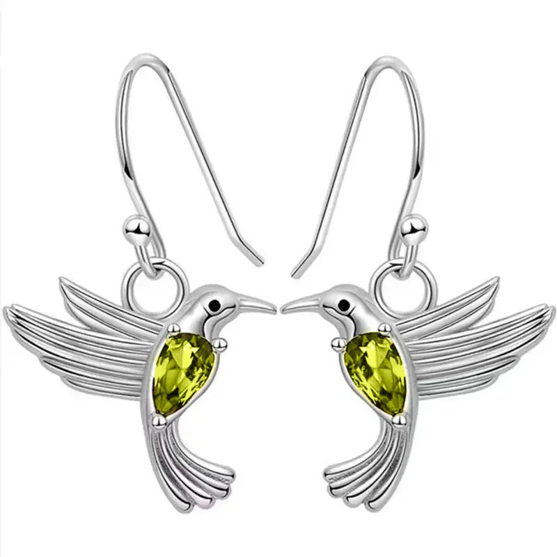 Wholesale Women's Retro Cartoon Animal Hummingbird Copper Earrings - Image 3