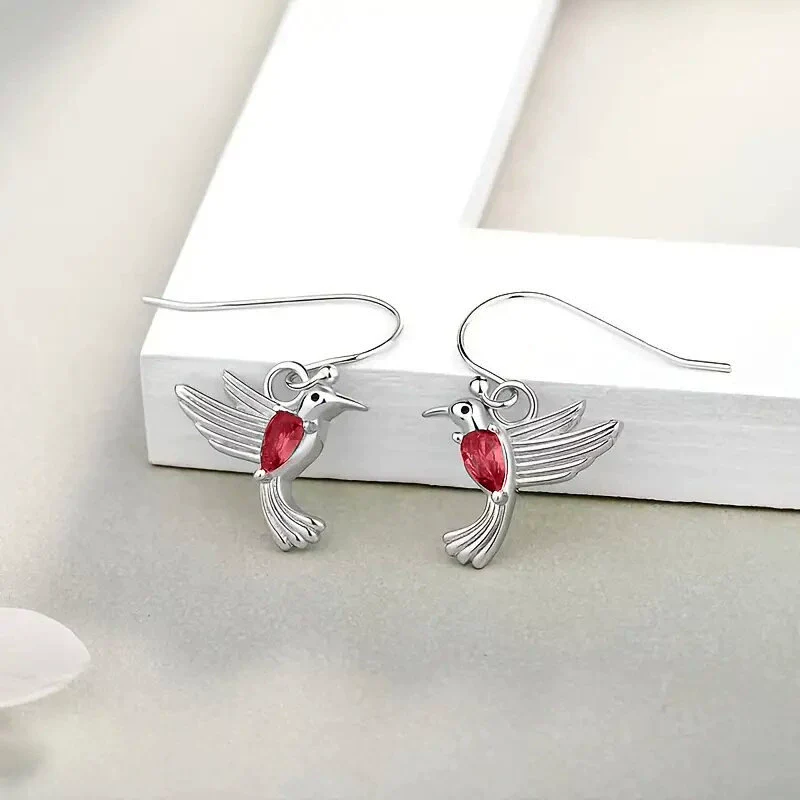Wholesale Women's Retro Cartoon Animal Hummingbird Copper Earrings - Image 6