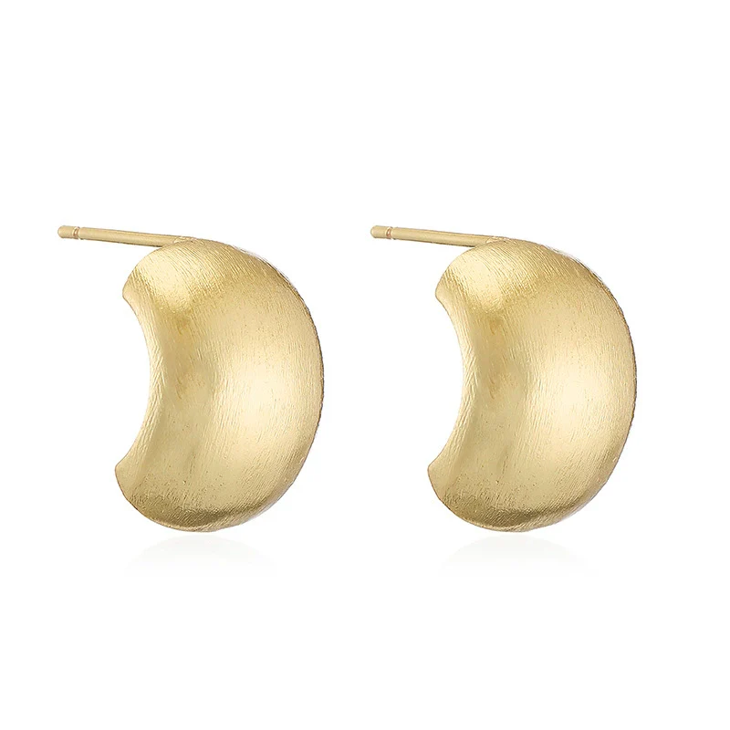 Wholesale Women's Retro Copper Electroplated Geometric Oval Cshaped Earrings - Image 11
