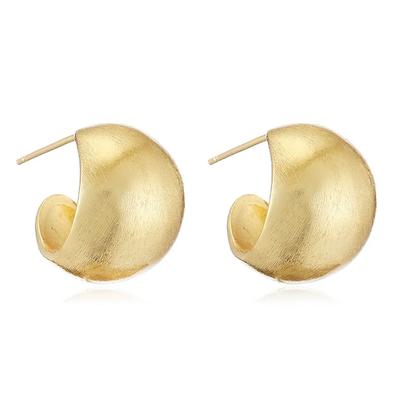Wholesale Women's Retro Copper Electroplated Geometric Oval Cshaped Earrings - Image 9