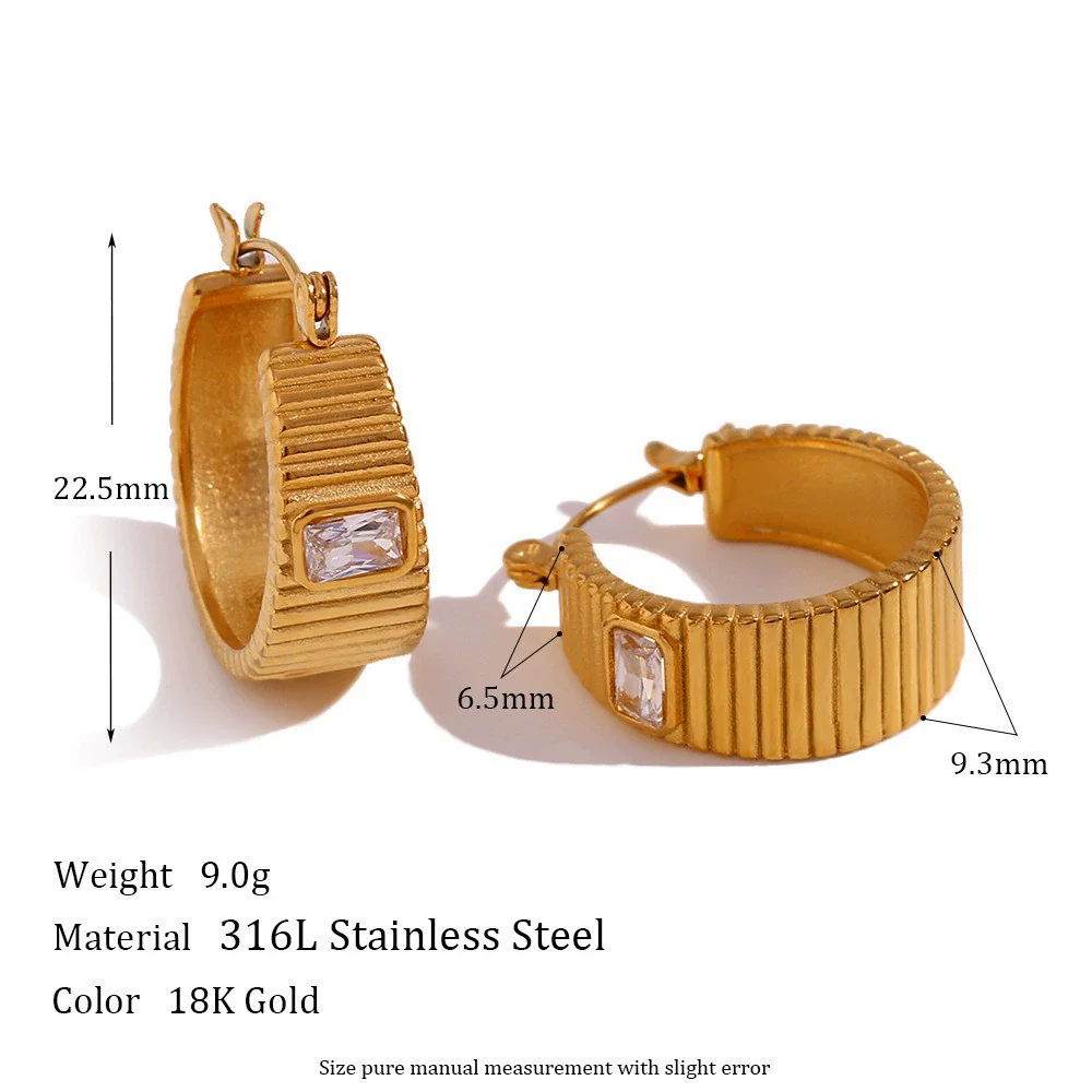 Wholesale Women's Retro Elegant Highend Geometric Ushaped Stainless Steel 18K Gold Plated Earrings Jewelry Combination - Image 6