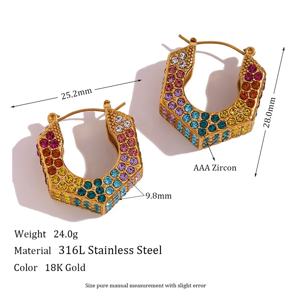 Wholesale Women's Retro Elegant Highend Geometric Ushaped Stainless Steel 18K Gold Plated Earrings Jewelry Combination - Image 7