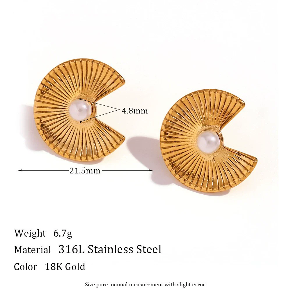 Wholesale Women's Retro Elegant Highend Geometric Ushaped Stainless Steel 18K Gold Plated Earrings Jewelry Combination - Image 9