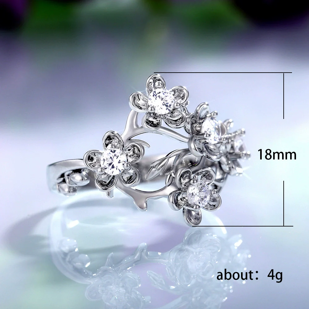 Wholesale Women's Retro Flower Zircon Copper Ring - Image 5