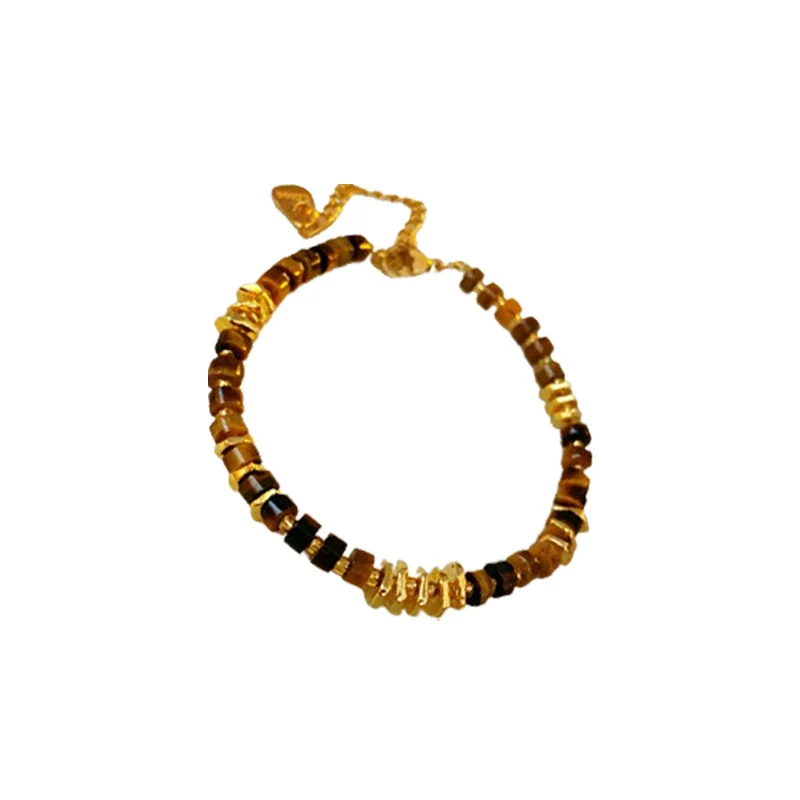 Wholesale Women's Retro Geometric Alloy Electroplated Tiger Eye Stone Bracelet - Image 5