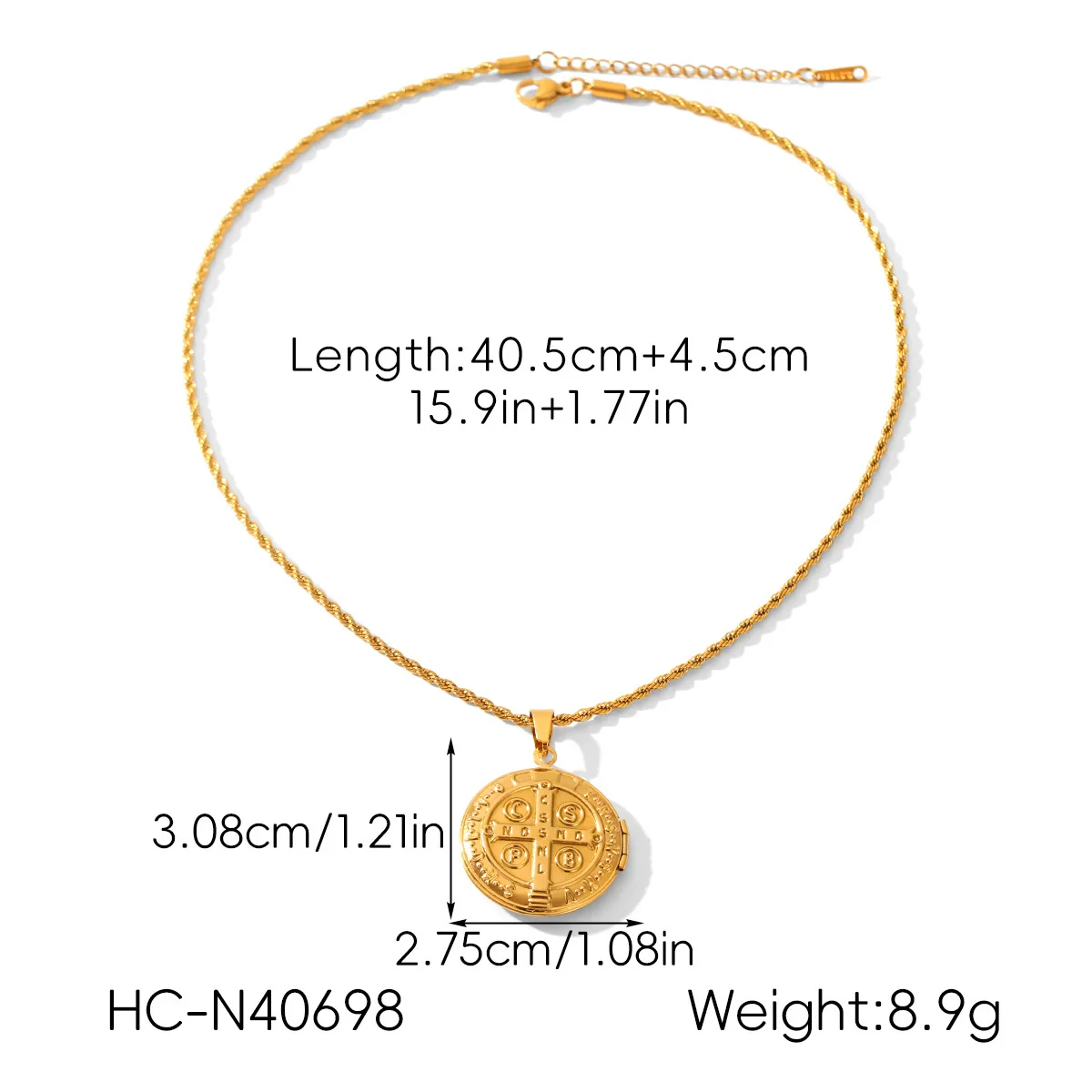 Wholesale Women's Retro Geometric Embossed Electroplated Stainless Steel Fliptop Pendant Twist Chain Necklace Luxury Niche Jewelry - Image 6