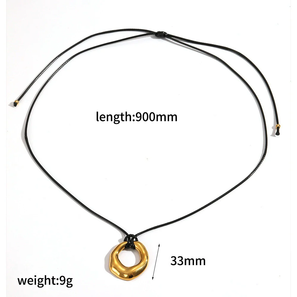 Wholesale Women's Retro Geometric Heartshaped Stainless Steel Wax Rope Chain Pvd Furnace Vacuum Real Gold Plated Pendant Necklace - Image 5