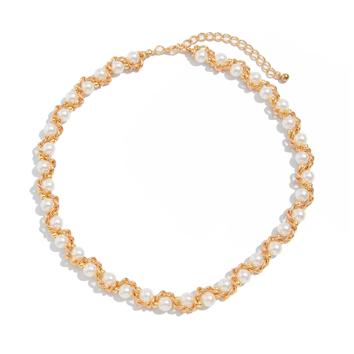 Wholesale Women's Retro Geometric Imitation Pearl And Iron Chain Electroplated Collarbone Necklace - Image 5