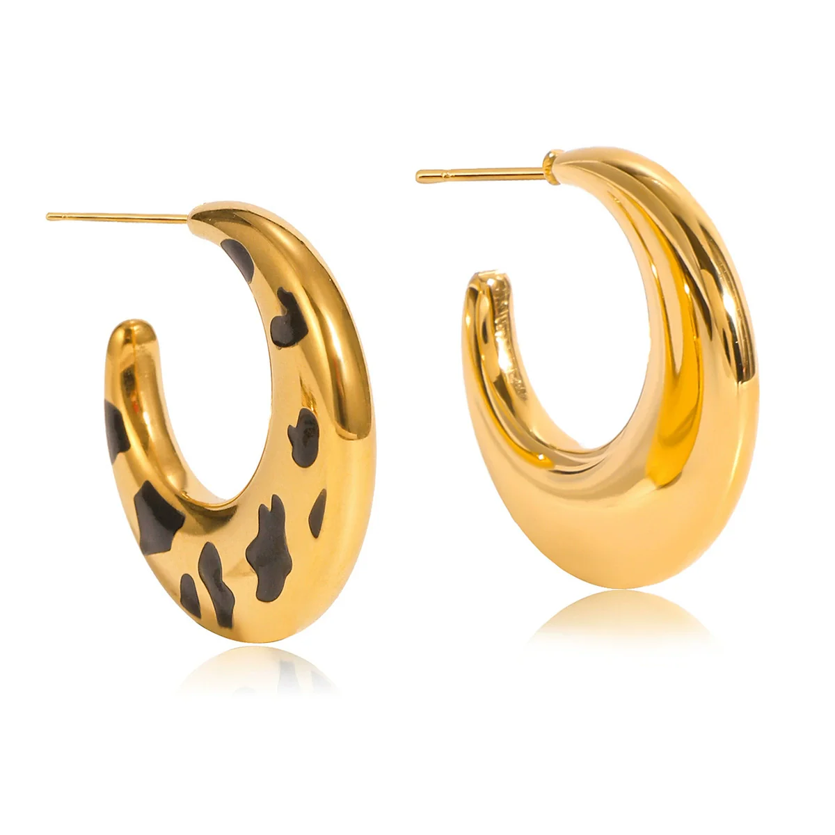 Wholesale Women's Retro Geometric Moon Stainless Steel Electroplated Earrings - Image 5
