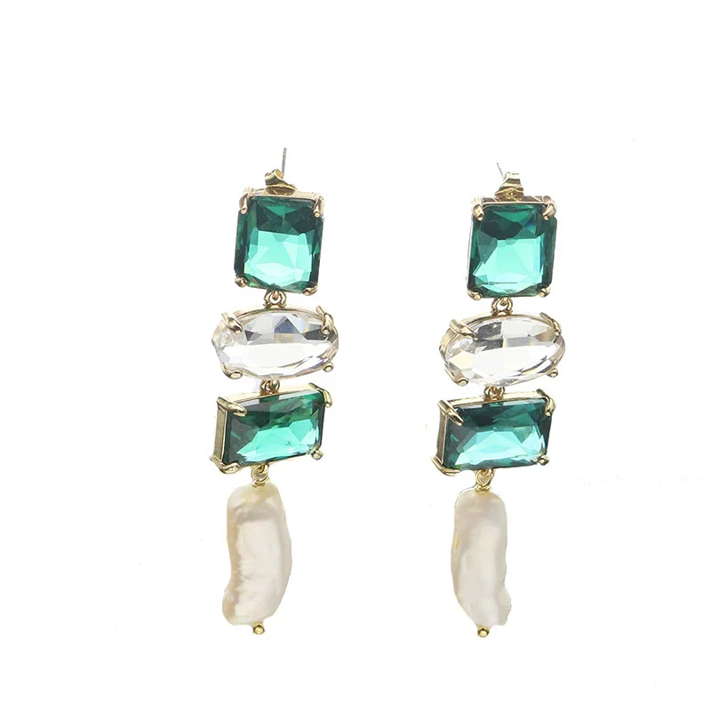 Wholesale Women's Retro Geometric Natural Pearl Earrings With Electroplating Design - Image 5