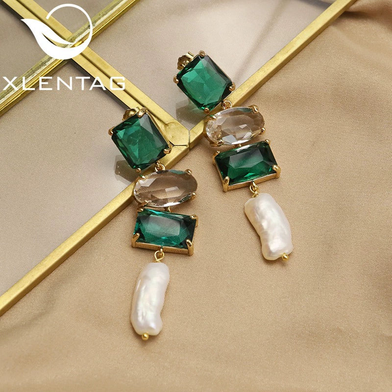 Wholesale Women's Retro Geometric Natural Pearl Earrings With Electroplating Design - Image 6