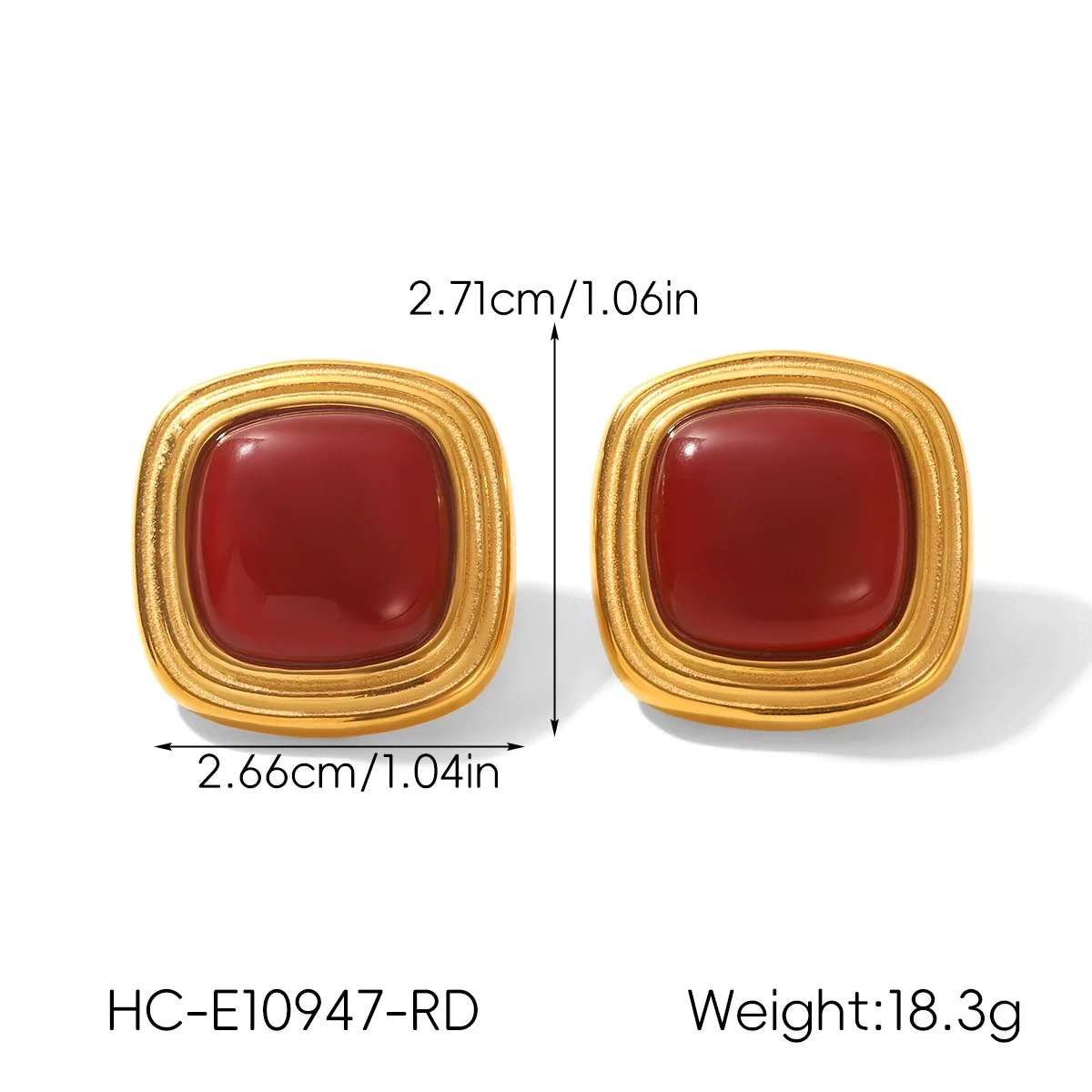 Wholesale Women's Retro Geometric Stainless Steel Electroplated Tiger Eye Stone Turquoise Earrings - Image 9