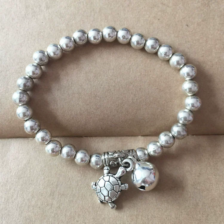 Wholesale Women's Retro Handmade Silver Beaded Bracelet With Animals Zodiac Pattern And Elastic Rope - Image 11
