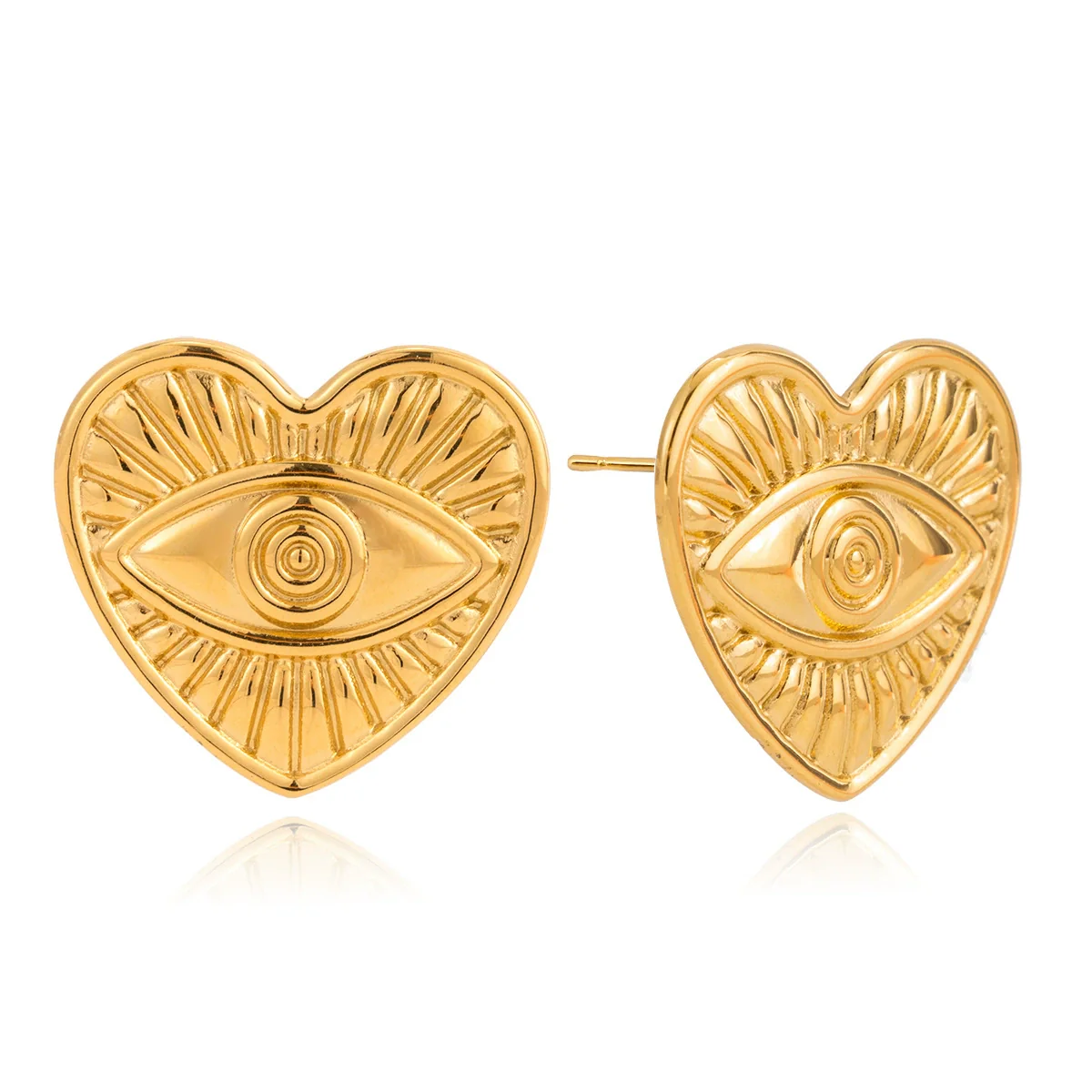 Wholesale Women's Retro Highend Electroplated Stainless Steel Heart Shape Geometric Earrings - Image 4