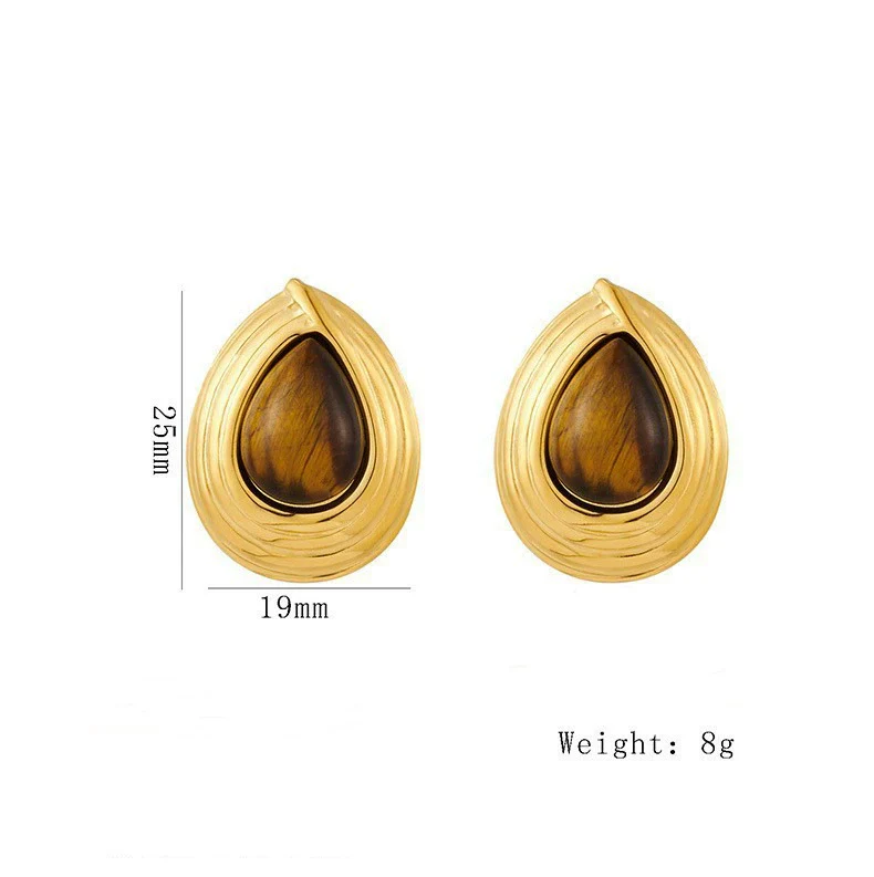 Wholesale Women's Retro Highend Natural Stone Pearl Drop Shape Stainless Steel Electroplating Earrings Jewelry Accessories - Image 4