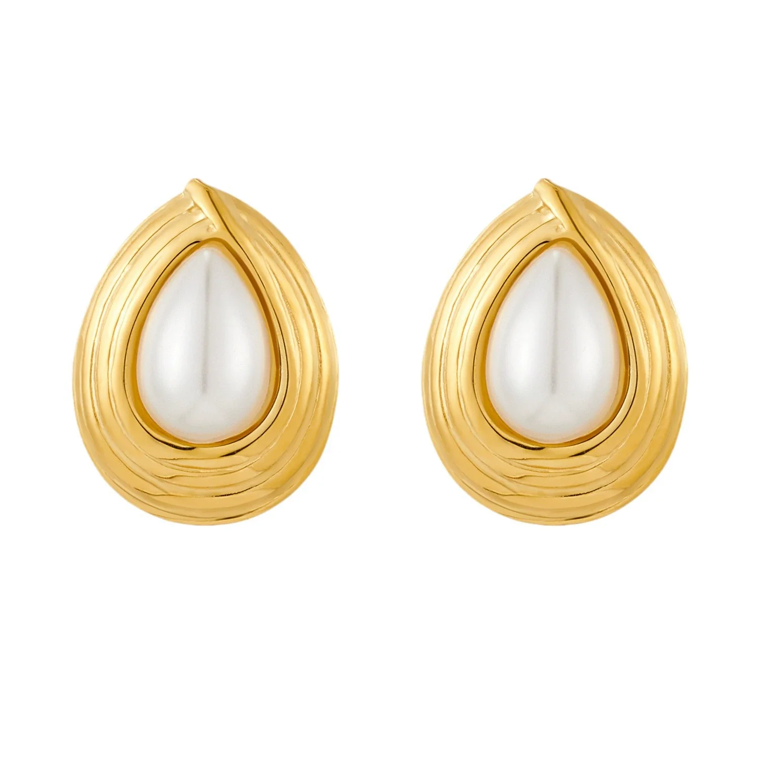Wholesale Women's Retro Highend Natural Stone Pearl Drop Shape Stainless Steel Electroplating Earrings Jewelry Accessories - Image 5