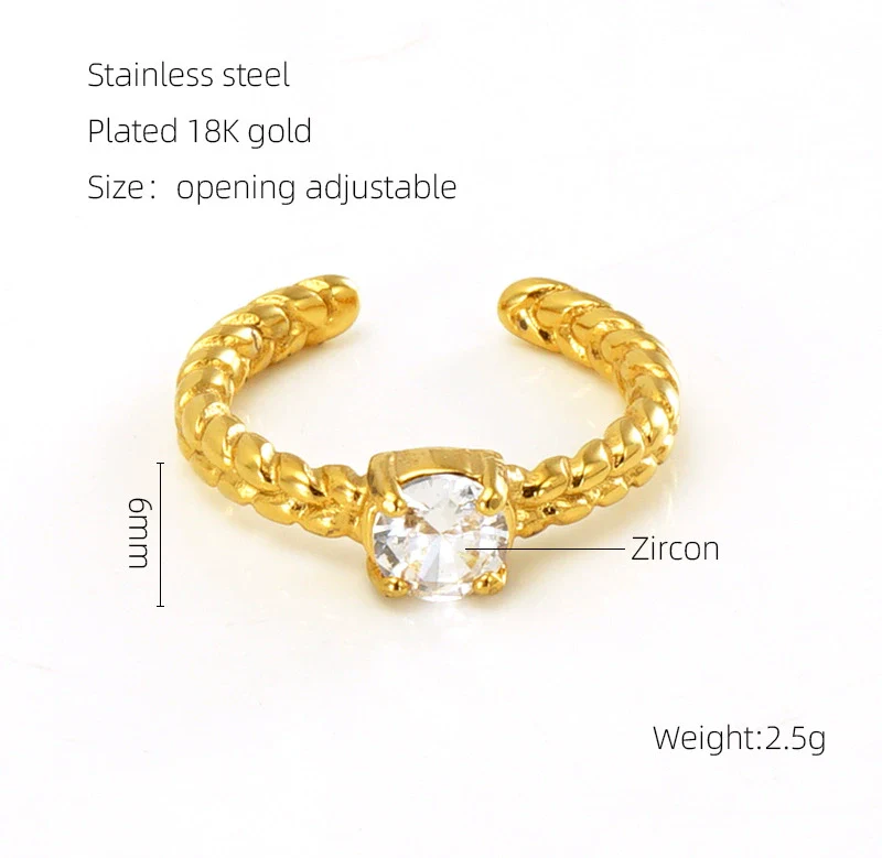 Wholesale Women's Retro Hip Hop 316L Stainless Steel Moonstone Ring With Irregular Geometric Line And Heart Pattern Microinlay - Image 17
