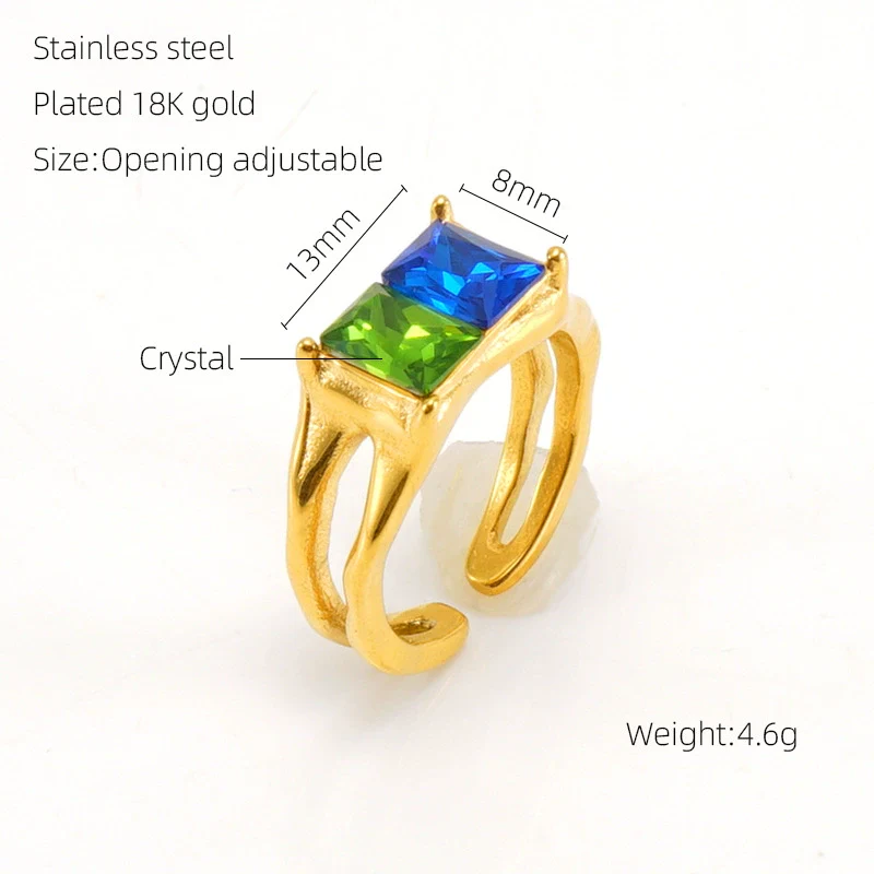 Wholesale Women's Retro Hip Hop 316L Stainless Steel Moonstone Ring With Irregular Geometric Line And Heart Pattern Microinlay - Image 20