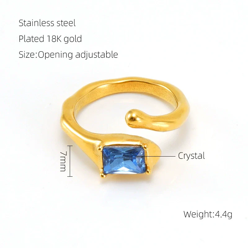 Wholesale Women's Retro Hip Hop 316L Stainless Steel Moonstone Ring With Irregular Geometric Line And Heart Pattern Microinlay - Image 9
