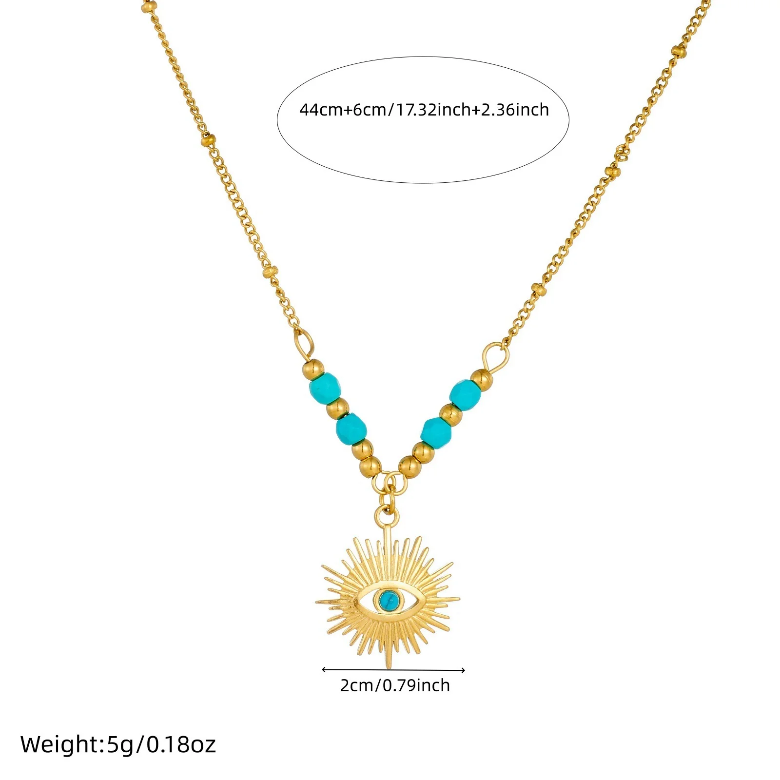 Wholesale Women's Retro Hollow Geometric Eye Pattern Stainless Steel Gold Electroplated Pendant Necklace - Image 4
