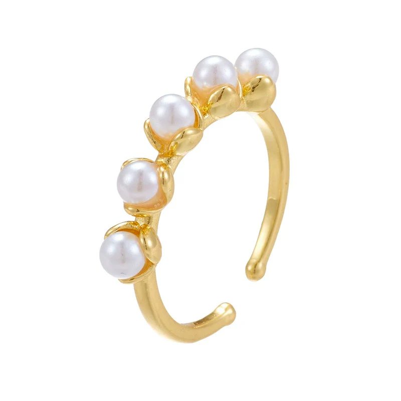 Wholesale Women's Retro Light Luxury Geometric Copper Pearl Butterfly Ring Inlaid With Zircon And Electroplated - Image 11