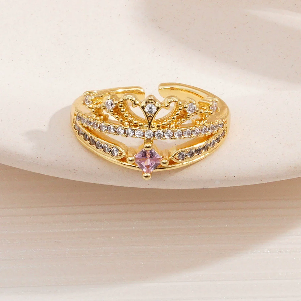 Wholesale Women's Retro Light Luxury Geometric Copper Pearl Butterfly Ring Inlaid With Zircon And Electroplated - Image 34