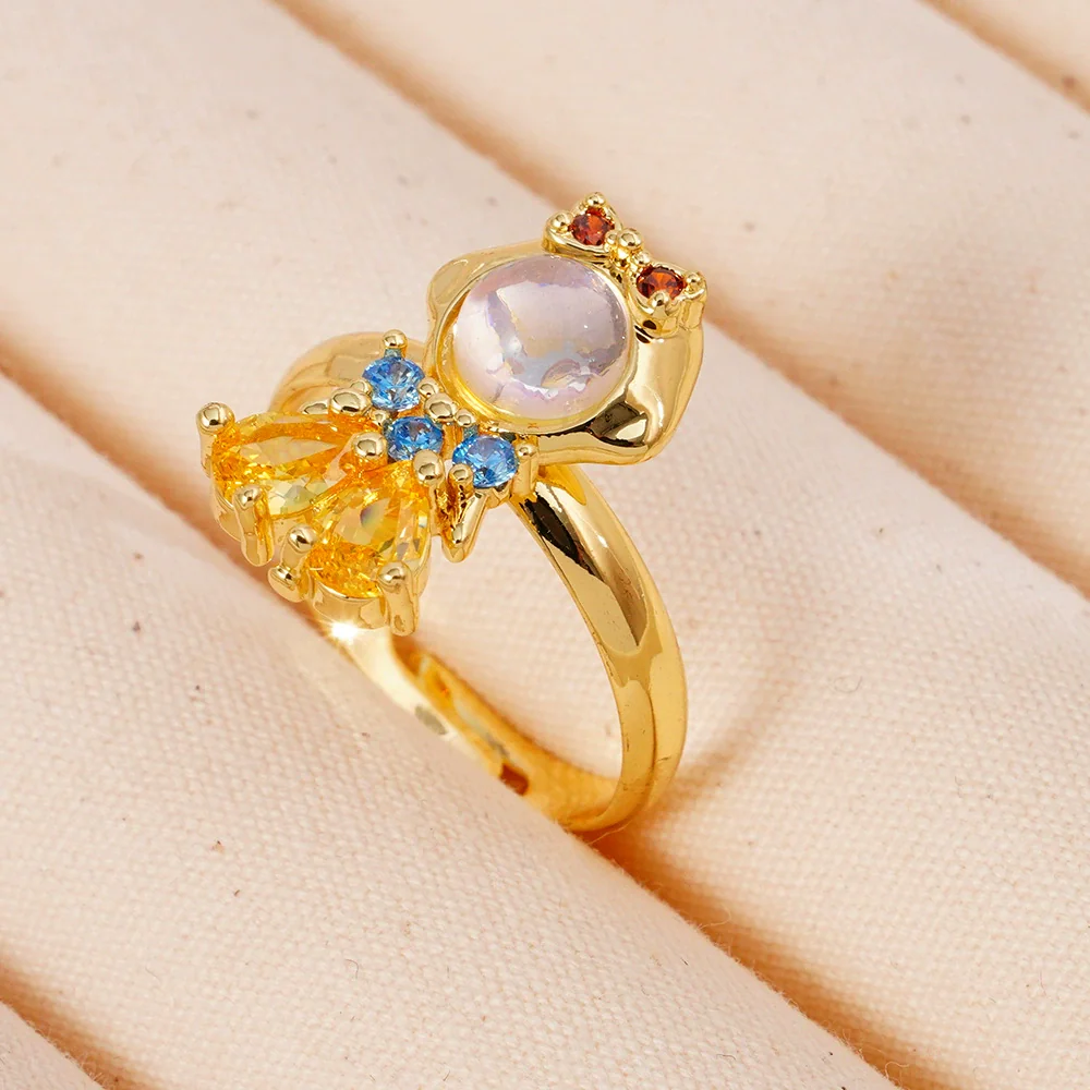Wholesale Women's Retro Light Luxury Geometric Copper Pearl Butterfly Ring Inlaid With Zircon And Electroplated - Image 58