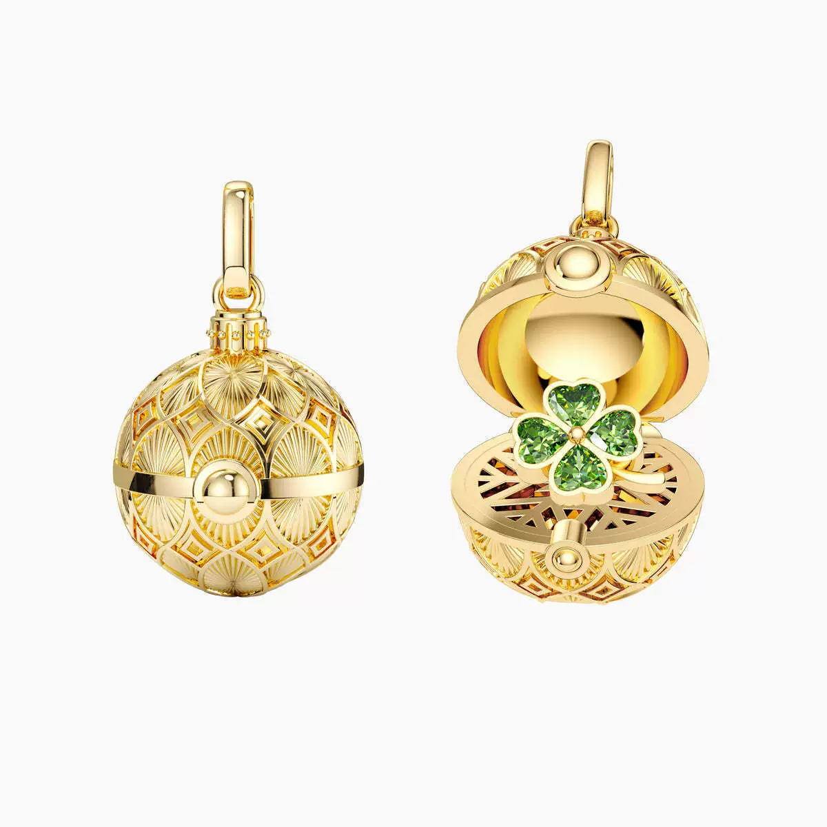 Wholesale Women's Retro Maillard Style Geometric Heart Four Leaf Clover Frog Opening And Closing Round Pendant Necklace With Copper Chain And Mixed Gemstone Setting Electroplated - Image 5