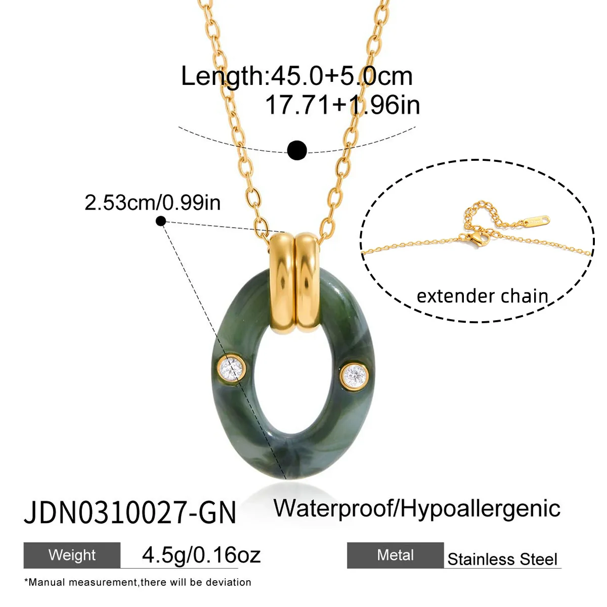 Wholesale Women's Retro Maillard Style Geometric Resin Pendant Stainless Steel O Word Chain Necklace With Electroplating - Image 8