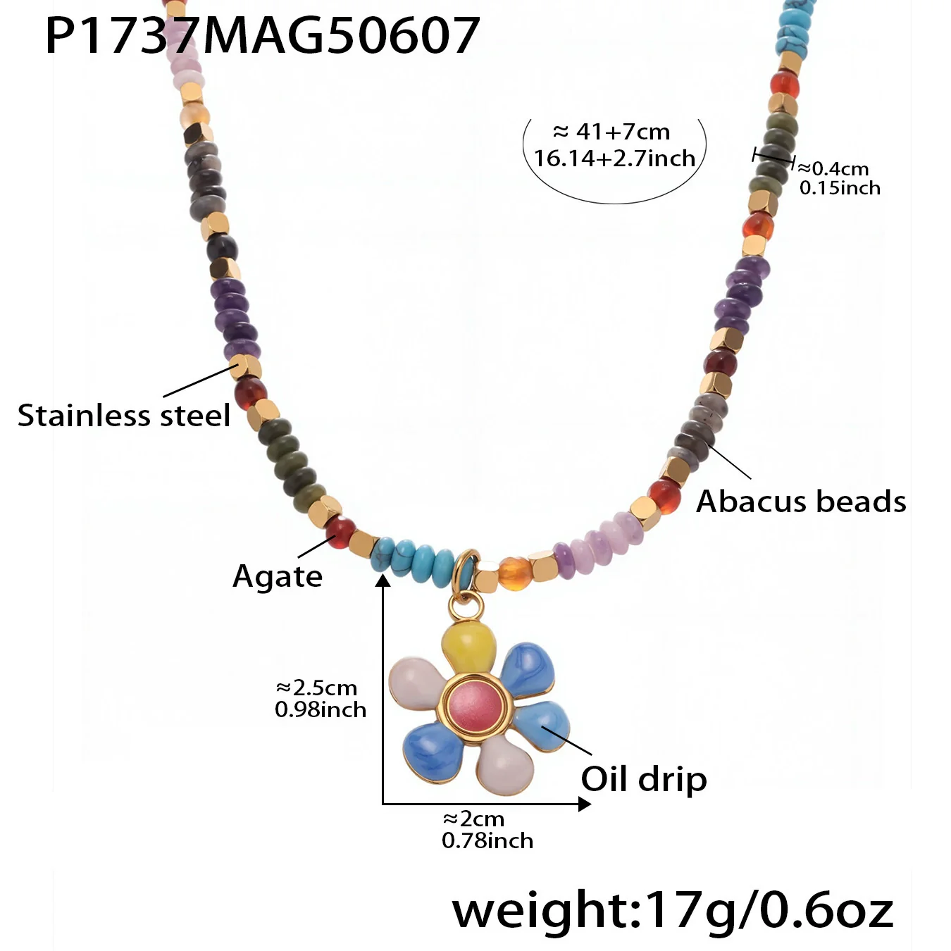 Wholesale Women's Retro Minimalist Geometric Ferris Wheel Necklace With Freshwater Pearl Agate And Stainless Steel Electroplated Pendant - Image 10