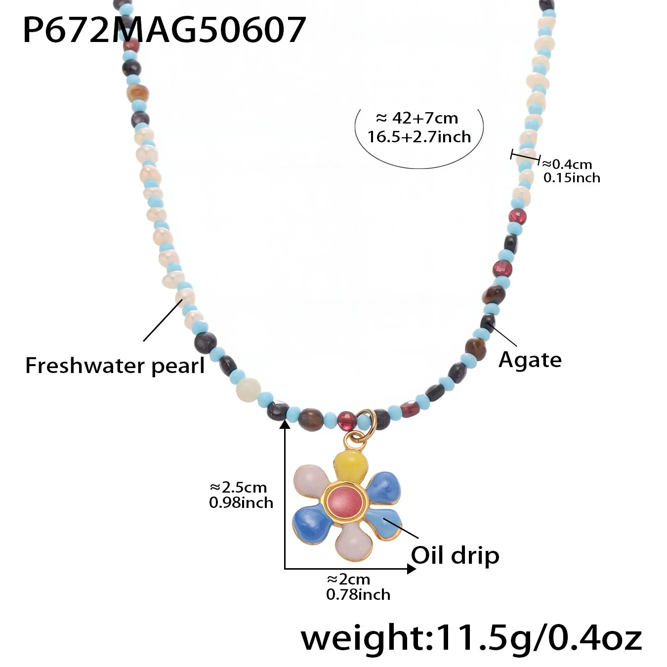 Wholesale Women's Retro Minimalist Geometric Ferris Wheel Necklace With Freshwater Pearl Agate And Stainless Steel Electroplated Pendant - Image 9