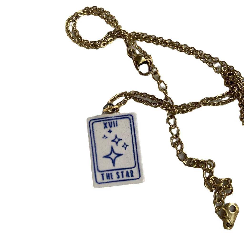 Wholesale Women's Retro Minimalist Geometric Heart Tarot Copper Goldplated Necklace - Image 5